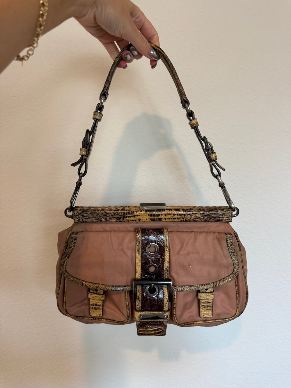 Authentic Vintage Prada Tan Shoulder Bag